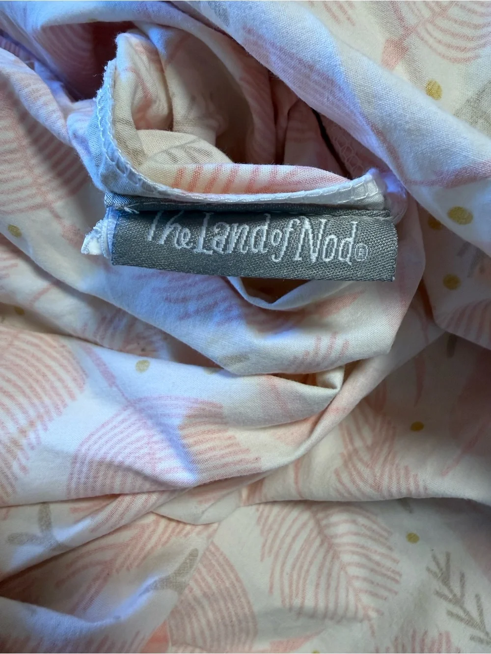 the land of nod duvet cover twin feather nest pink white 100% organic cotton
